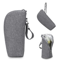 Insulated Baby Bottle Bag Breastmilk Cooler Bag, Reusable Baby Bottle Tote Bag,Black