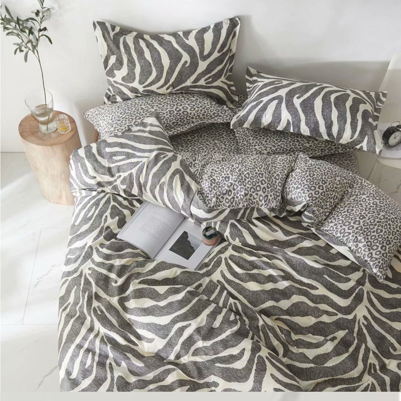 Zebra Design Cotton Fibre Quilt Cover, Zebra Print Queen Bedding