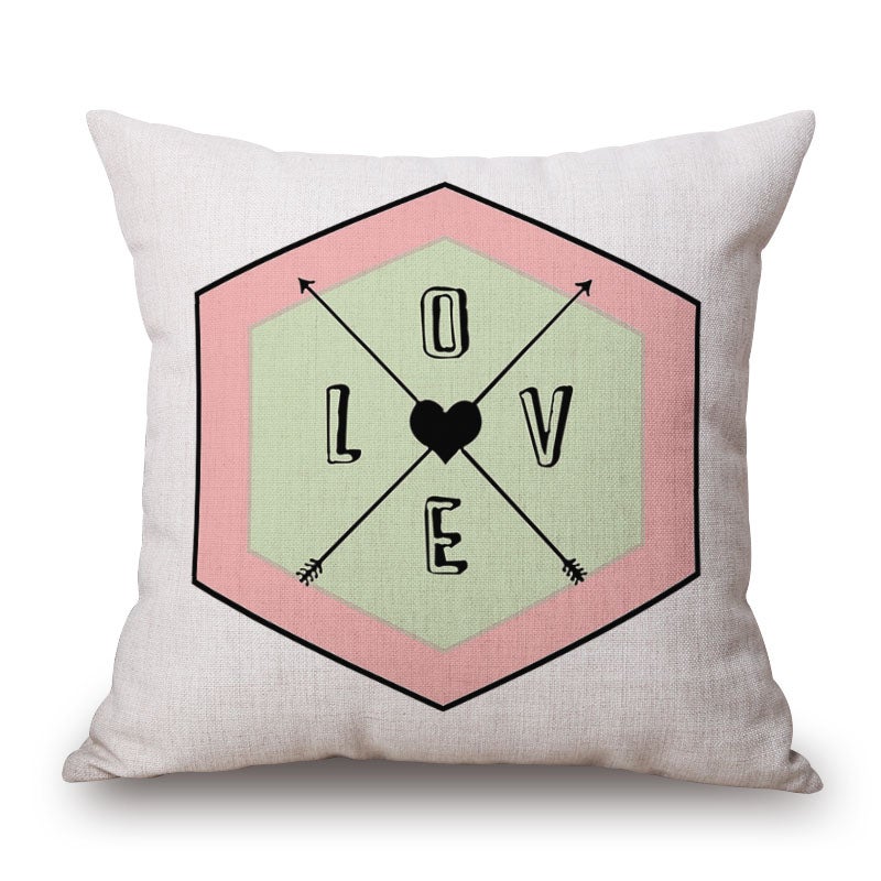 "Love" on Tender Green & Pink ColourMatching Decorative Throw Cushion Cover Pillow Cover Pillow Case for Sofa Couch Bed Chair Living Room Bedroom 82645