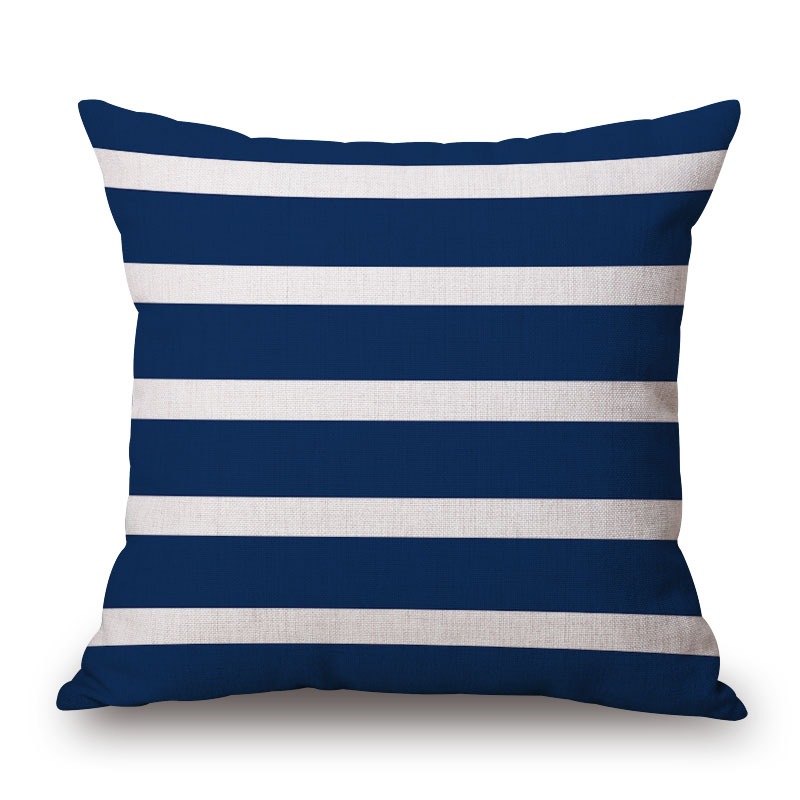 Buy Navy & White Stripes on Cotton & Linen Pillow Cover Pillow Case