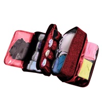 Portable Underwear Bra Storage Bag Waterproof Travel Toiletry Organizer,Winered