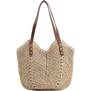 Straw Beach Bag for Women Summer Beach Bag Soft Woven Tote Bag Large Rattan Shoulder Bag for Vacation,Beige