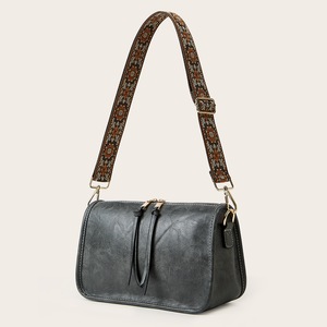Stylish Shoulder Bag With Wide Strap Women PU Leather Crossbody Handbag