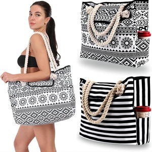 Waterproof Canvas Beach Bag Beach Tote for Travel Gym Swim and Beach Holiday