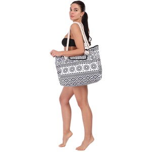 Mandala Boho Waterproof Canvas Beach Bag Beach Tote for Travel Gym Swim and Beach Holiday