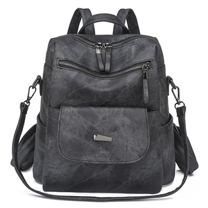 Women Backpack Vegan PU Leather Large Travel Backpack Shoulder Bag,Black