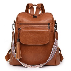 Women Backpack Vegan PU Leather Large Travel Backpack Shoulder Bag,Brown