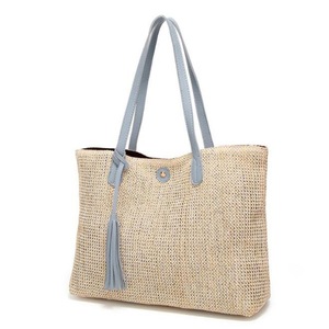 Women Boho Woven Handbag Summer Beach Tote Straw Bag Rattan Bag Shoulder Bag