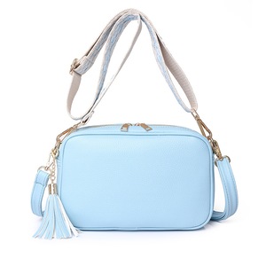 Women Fashion Double Strap Messenger Tassel Bag Shoulder Handbag,Blue