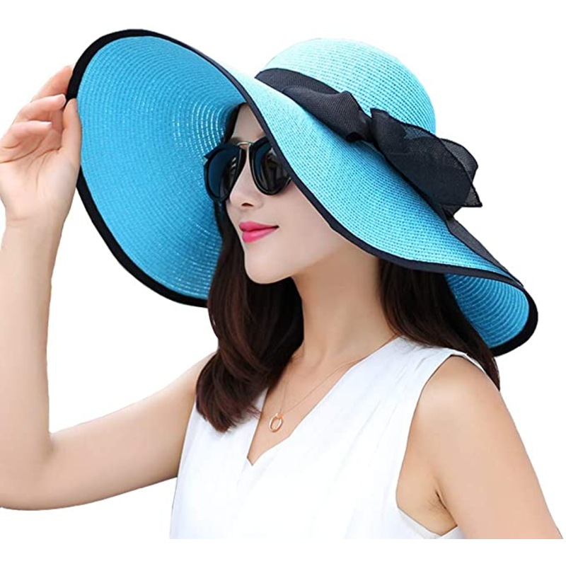 Buy Womens Folable Floppy Hat Wide Brim Sun Protection Straw Hat