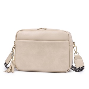 Women Shoulder Bag Retro Tassel Crossbody Handbag,Beige