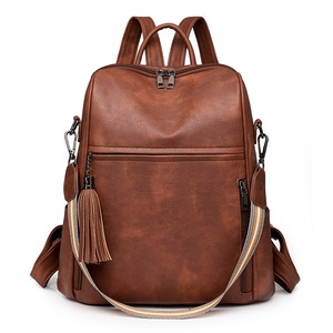 Women Vegan Leather Handbags Shoulder Bag Travel bag with Wide Guitar Strap,Brown
