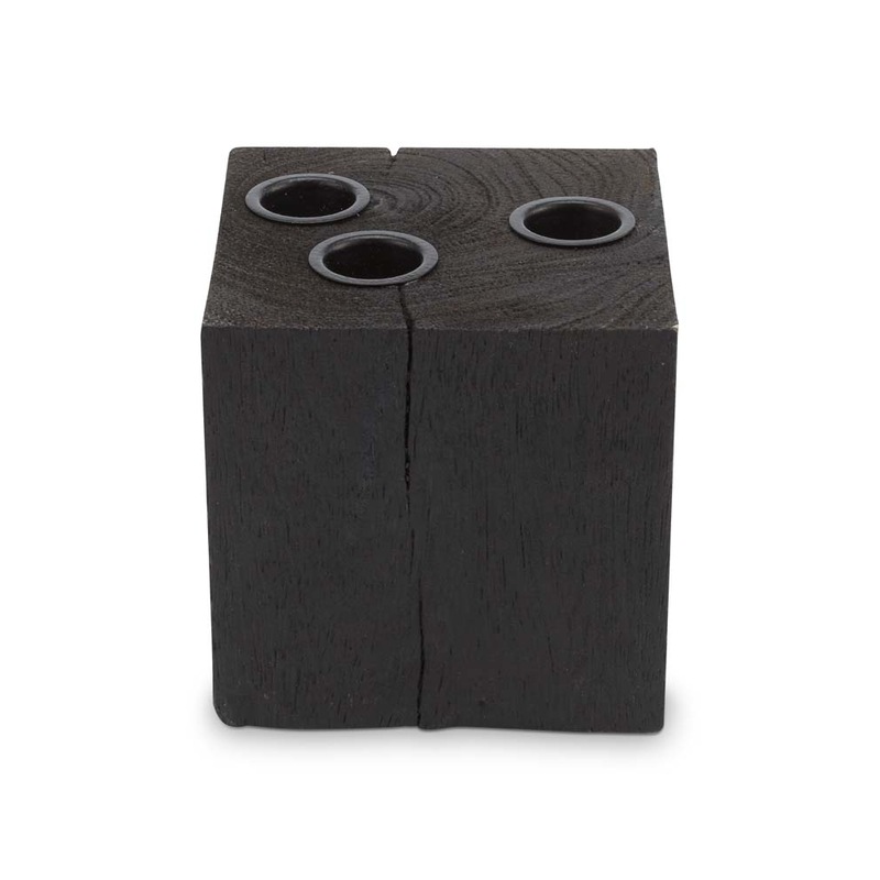 Buy Black Reversible Wood Candle Holder Block 10x10x10cm MyDeal