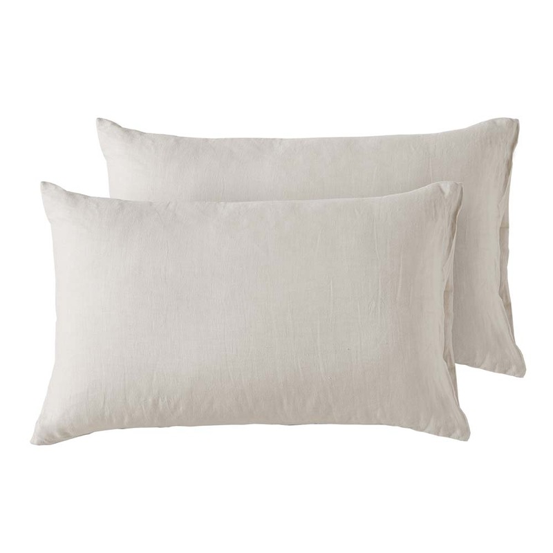 Buy Set of 2 Natural French Linen Standard Pillowcase MyDeal