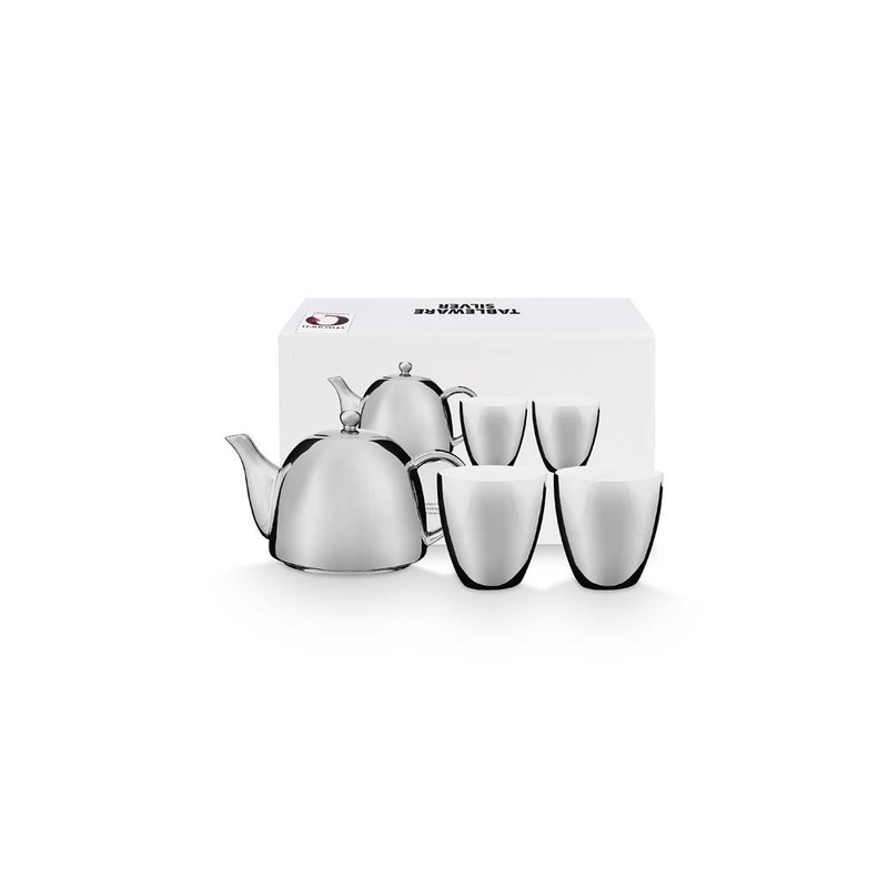 Buy VTWonen Set of 3 Small Silver Porcelain Tea Set MyDeal