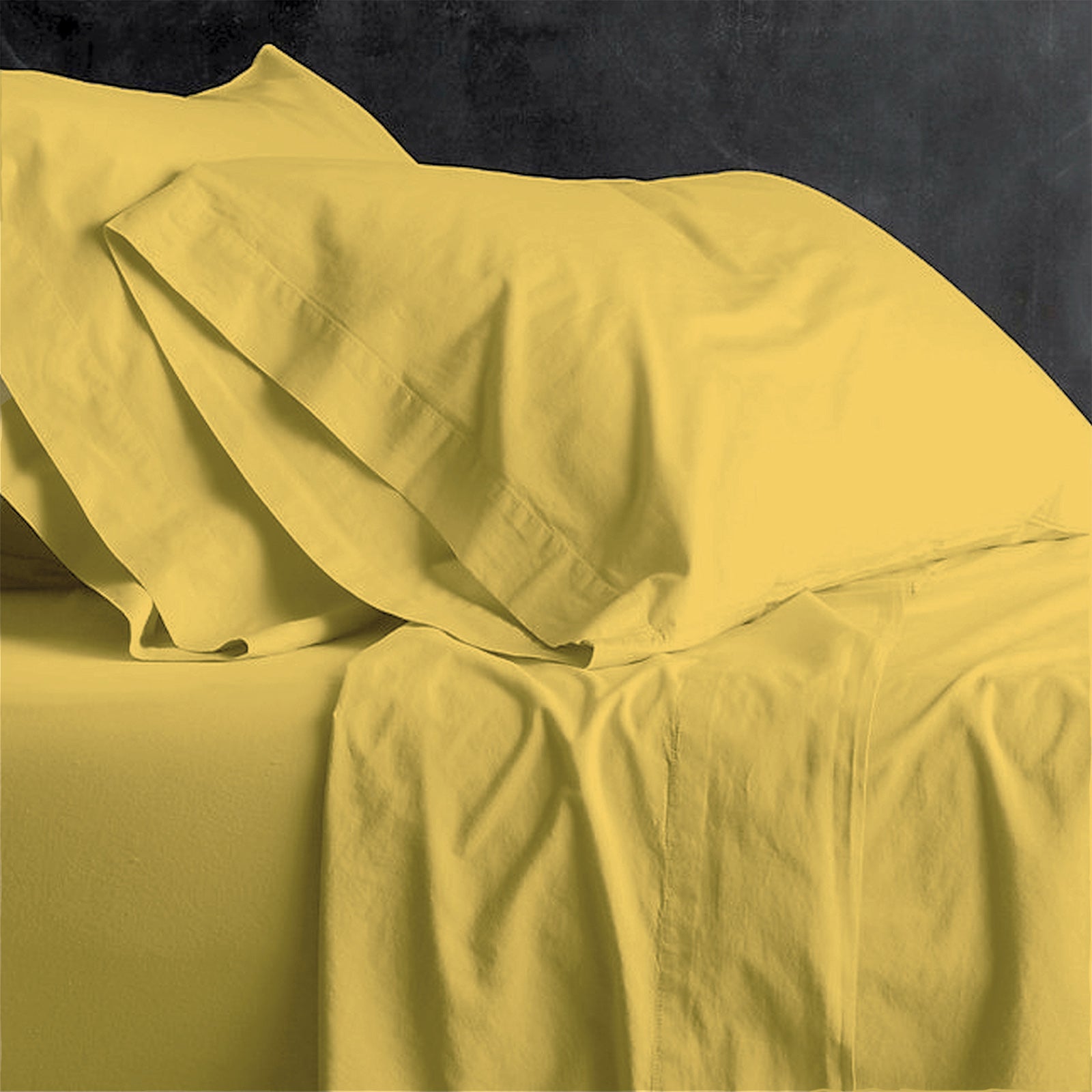 Park Avenue European Vintage Washed Cotton Sheet sets Misted Yellow