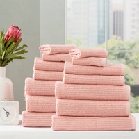 Renee Taylor Cobblestone 650 GSM Cotton Ribbed Towel Packs 14pc Blush