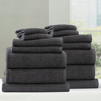 Renee Taylor Cobblestone 650 GSM Cotton Ribbed Towel Packs 14pc Platinum
