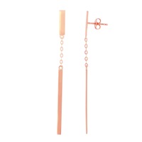 14K Rose Gold Hanging Bar Drop Earrings