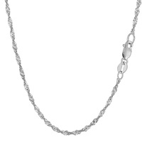 14k White Gold Singapore Chain Necklace, 2.1mm