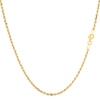 14k Yellow Solid Gold Diamond Cut Rope Chain Necklace , 1.25mm