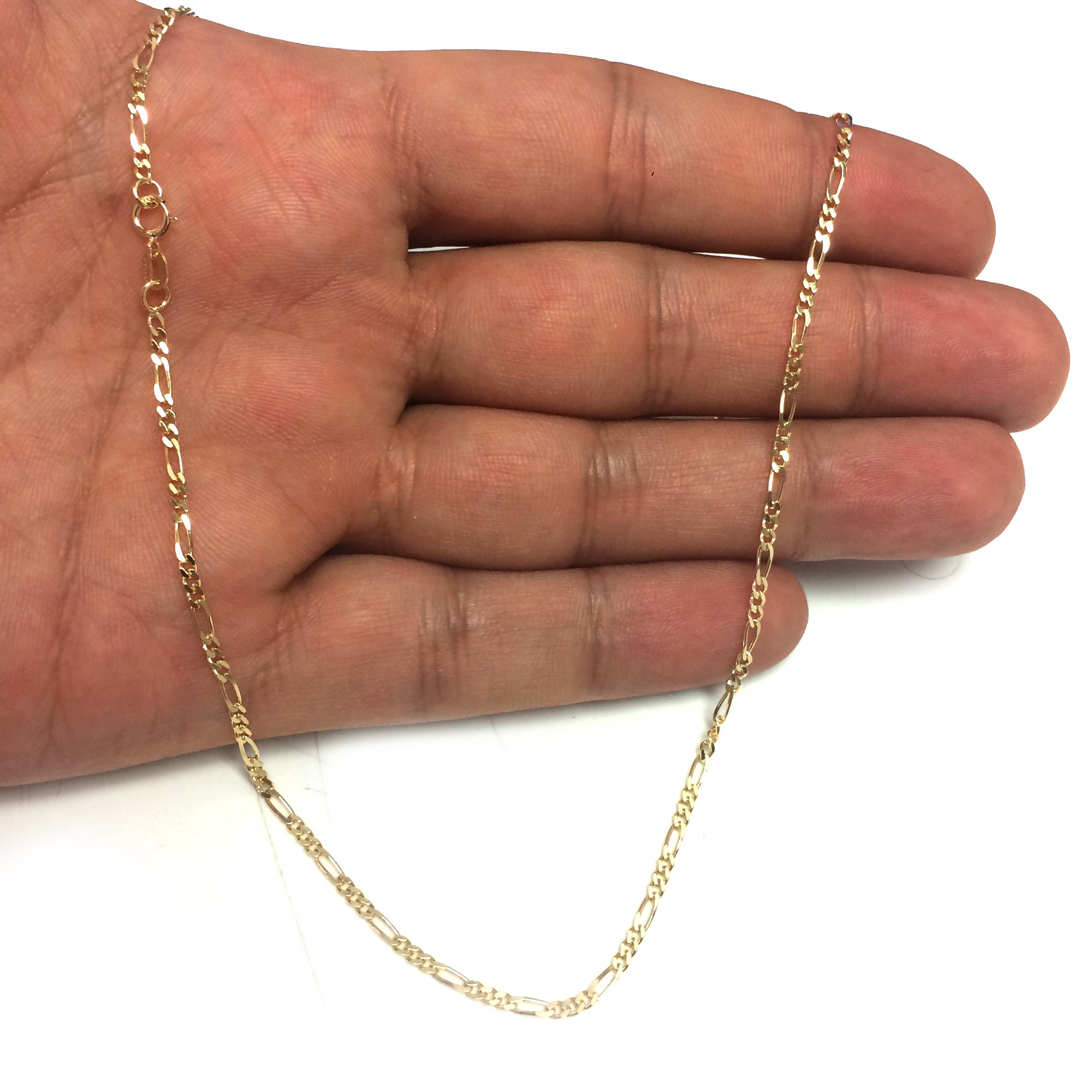 1.9mm 14k Yellow Solid Gold Figaro Chain Necklace