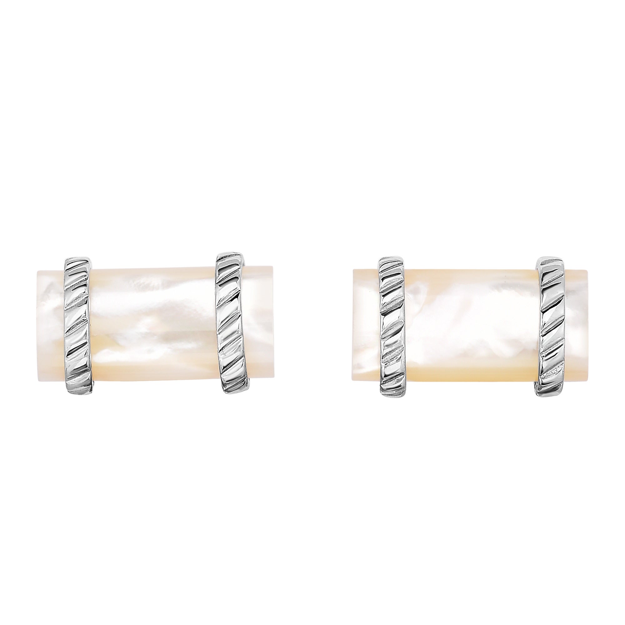 Sterling Silver Mother Of Pearl rectangular Cufflinks