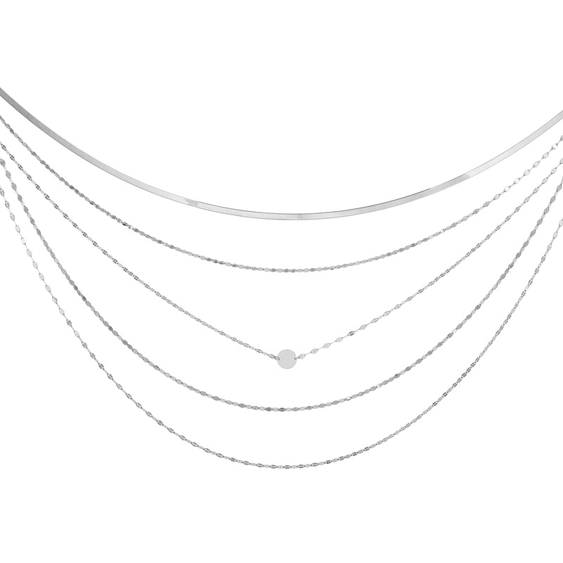 Buy Sterling Silver Multi Strand Herringbone Necklace, 18" MyDeal