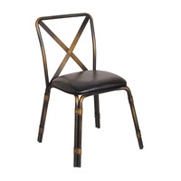 Bolero Antique Copper Steel Chairs with Black PU Seat (Pack of 4) - Cafe Chairs (GM648) - GM648