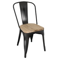 Bolero Steel Dining Side Chairs with Wooden Seat pads Black (Pack of 4) - Cafe Chairs (GG707) - GG707
