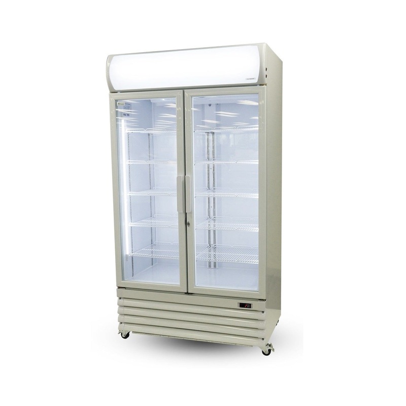 Thermaster 1000L Double Glass Door Upright Drink Fridge White LG1000GE