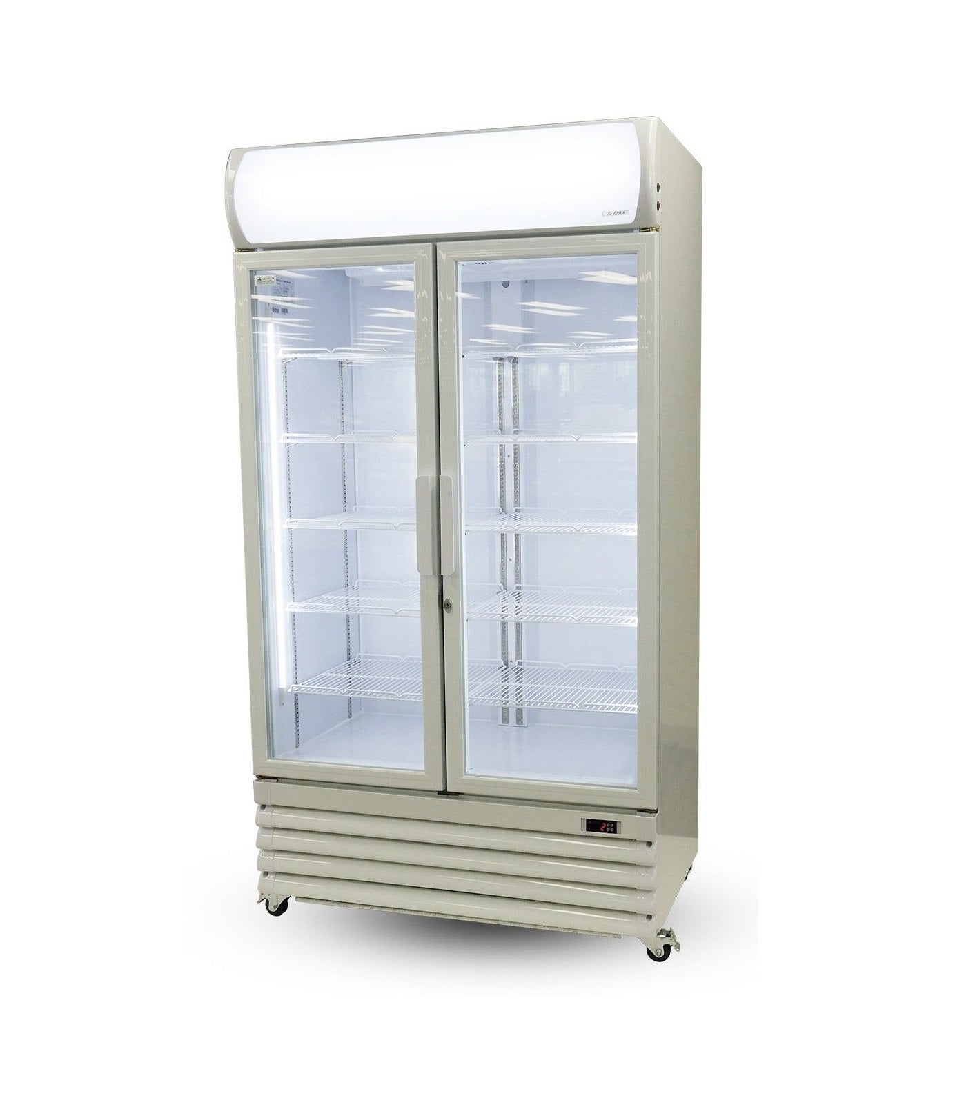 Thermaster 1000L Double Glass Door Upright Drink Fridge White LG-1000GE Upright Glass Door Fridges