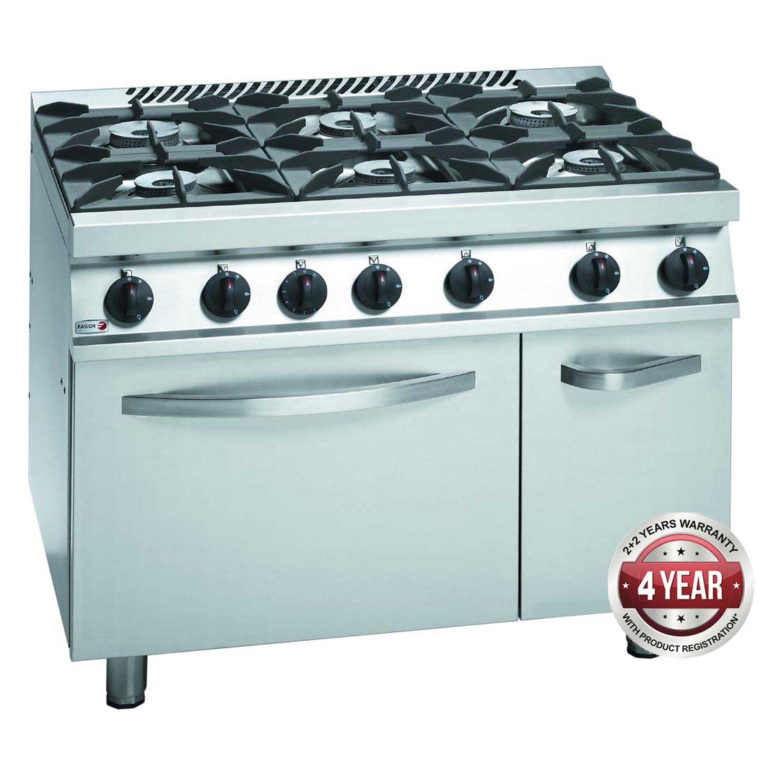 Fagor 700 Series Natural Gas 6 Burner With Gas Oven And Neutral Cabinet Under CG7-61H Oven Ranges