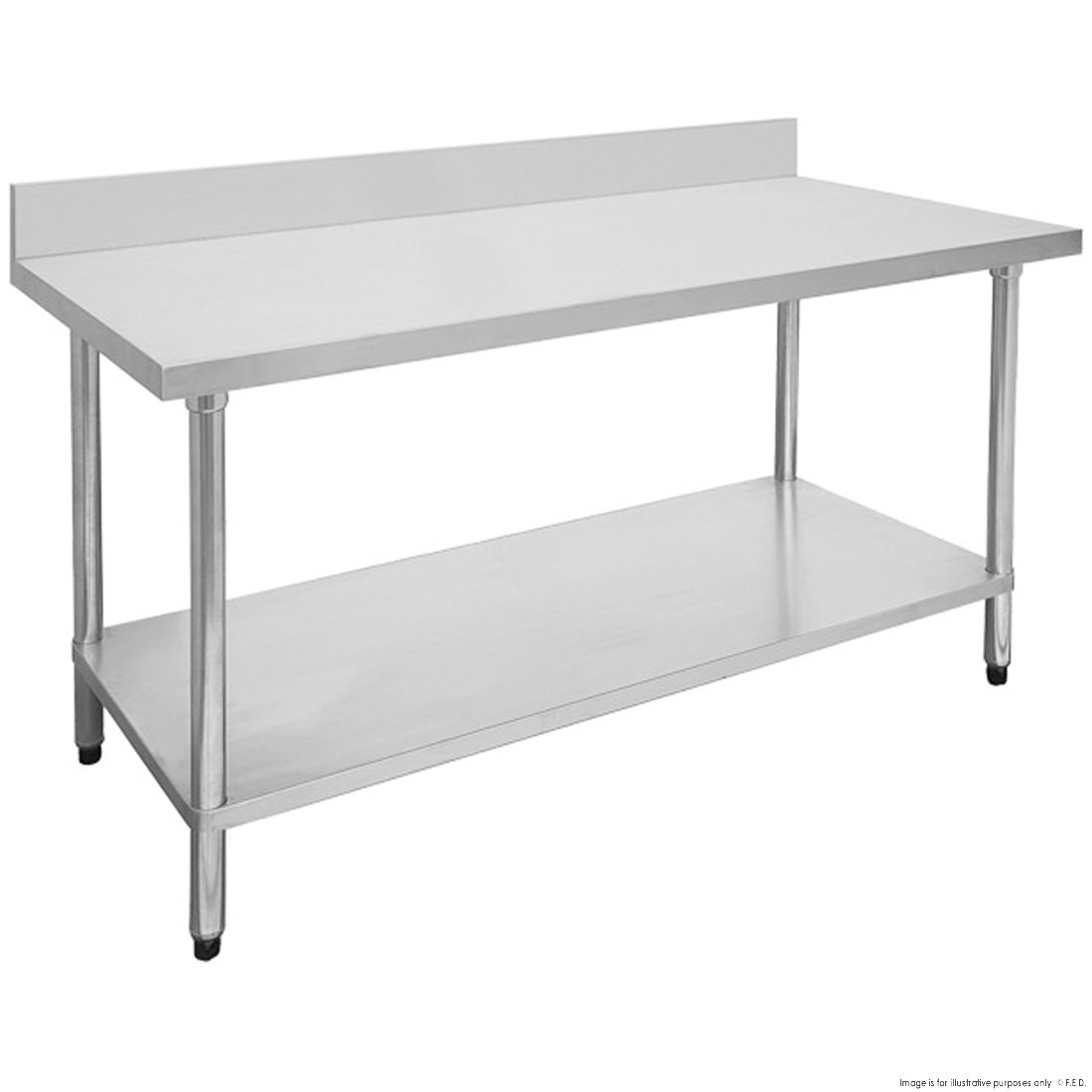 Modular Systems Economic Stainless Steel Table with splashback 300x700x900 0300-7-WBB Kitchen Benches