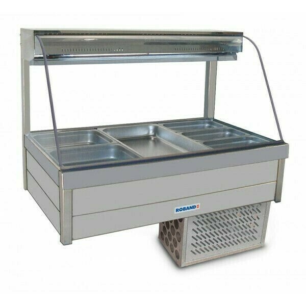 Roband Curved Glass Refrigerated Display Bar, 6 pans RB-CRX23RD Bain Maries - Cold Food Bars