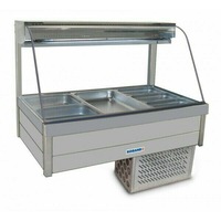 Roband Curved Glass Refrigerated Display Bar, 6 pans - Cold Bain Maries (RB-CRX23RD) - CRX23RD-RB
