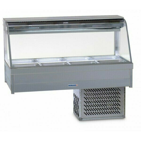 Roband Curved Glass Refrigerated Display Bar 8 pans - Piped and Foamed only (no motor) RB-CFX24RD Bain Maries - Cold Food Bars