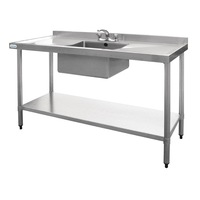 Vogue Single Bowl Sink Double Drainer - 1500mm x 700mm 90mm Drain - Commercial Stainless Steel Sinks (HC918) - HC918