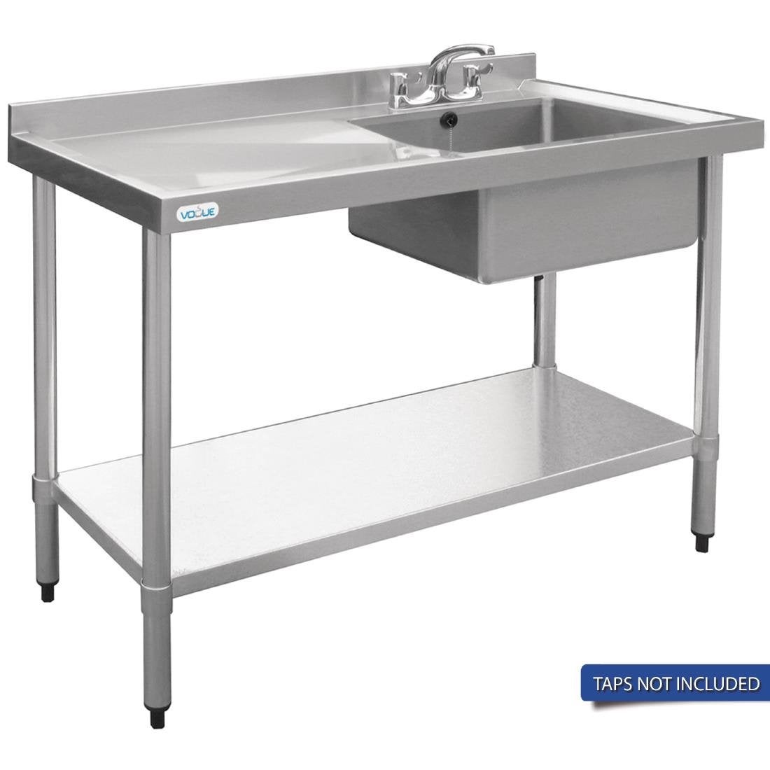 Vogue Single Bowl Sink L/H Drainer - 1000mm 90mm Drain HC901 Stainless Steel Sinks