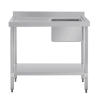 Vogue Single Bowl Sink L/H Drainer - 1200mm 90mm Drain - Commercial Stainless Steel Sinks (HC902) - HC901