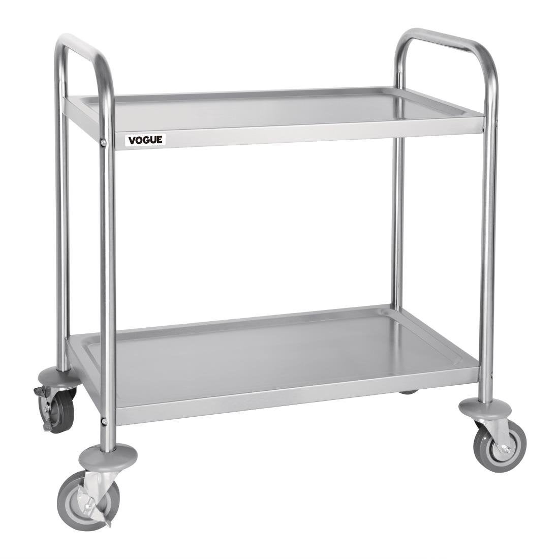 Vogue Stainless Steel 2 Tier Clearing Trolley Small F996 Catering Trolleys