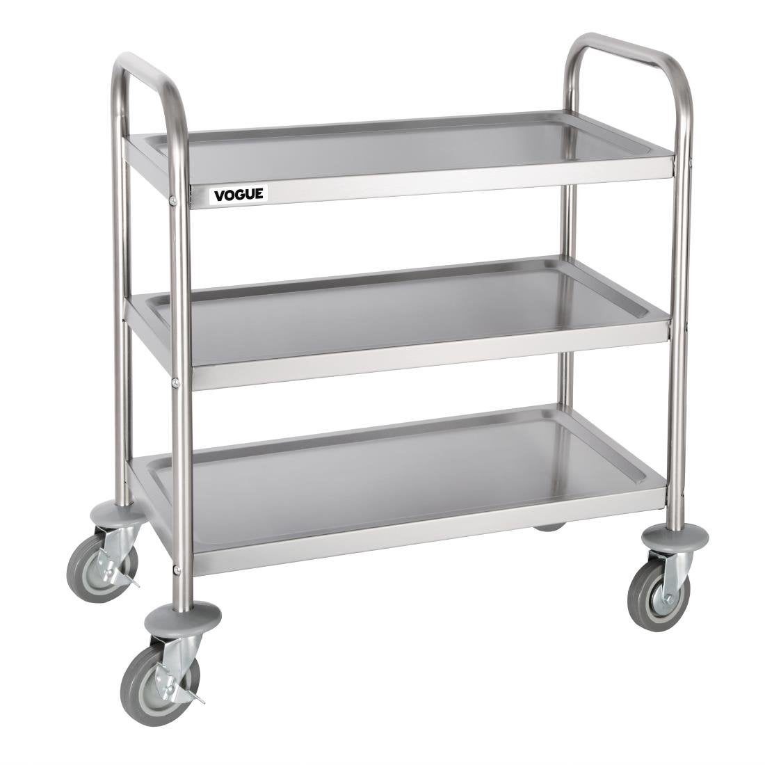 Vogue Stainless Steel 3 Tier Clearing Trolley Small F993 Catering Trolleys