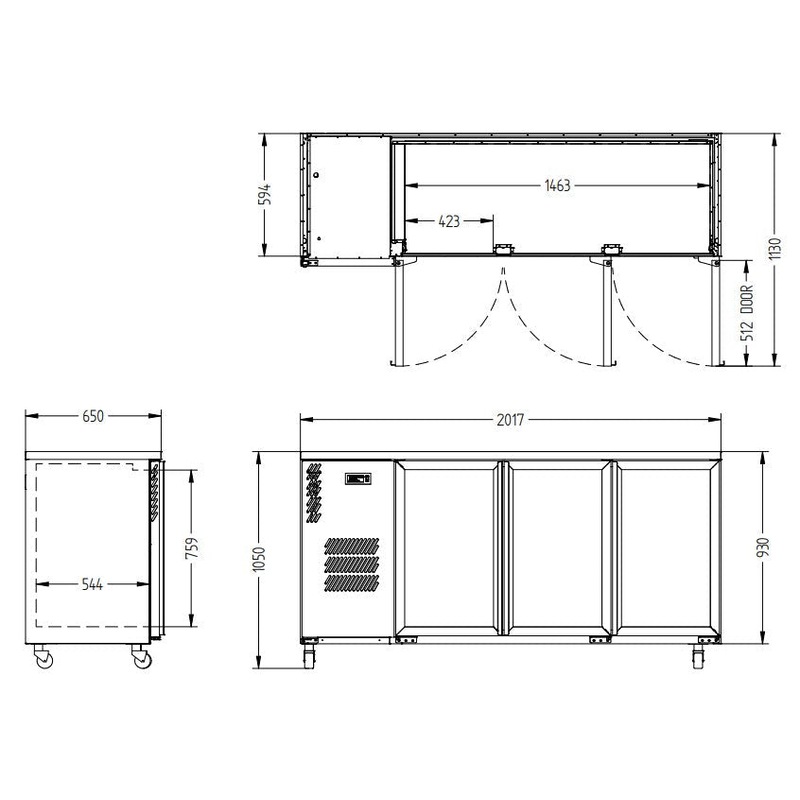 Buy Williams Cameo - Three Door Black Colorbond Under Counter Display ...