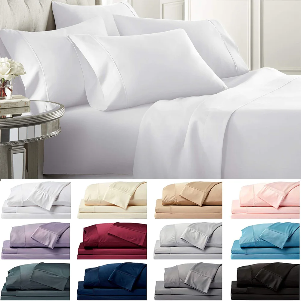 1800TC Ultra SOFT -Bamboo 4 Pcs FLAT & FITTED Sheet Set Queen/King/Single Double Super Size Bed New