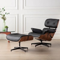 2025 Upgraded Classic Eames Replica Lounge Chair & Ottoman Set Top Grade Italy Genuine Leather Swivel Recliner Leisure Sofa-Rosewood