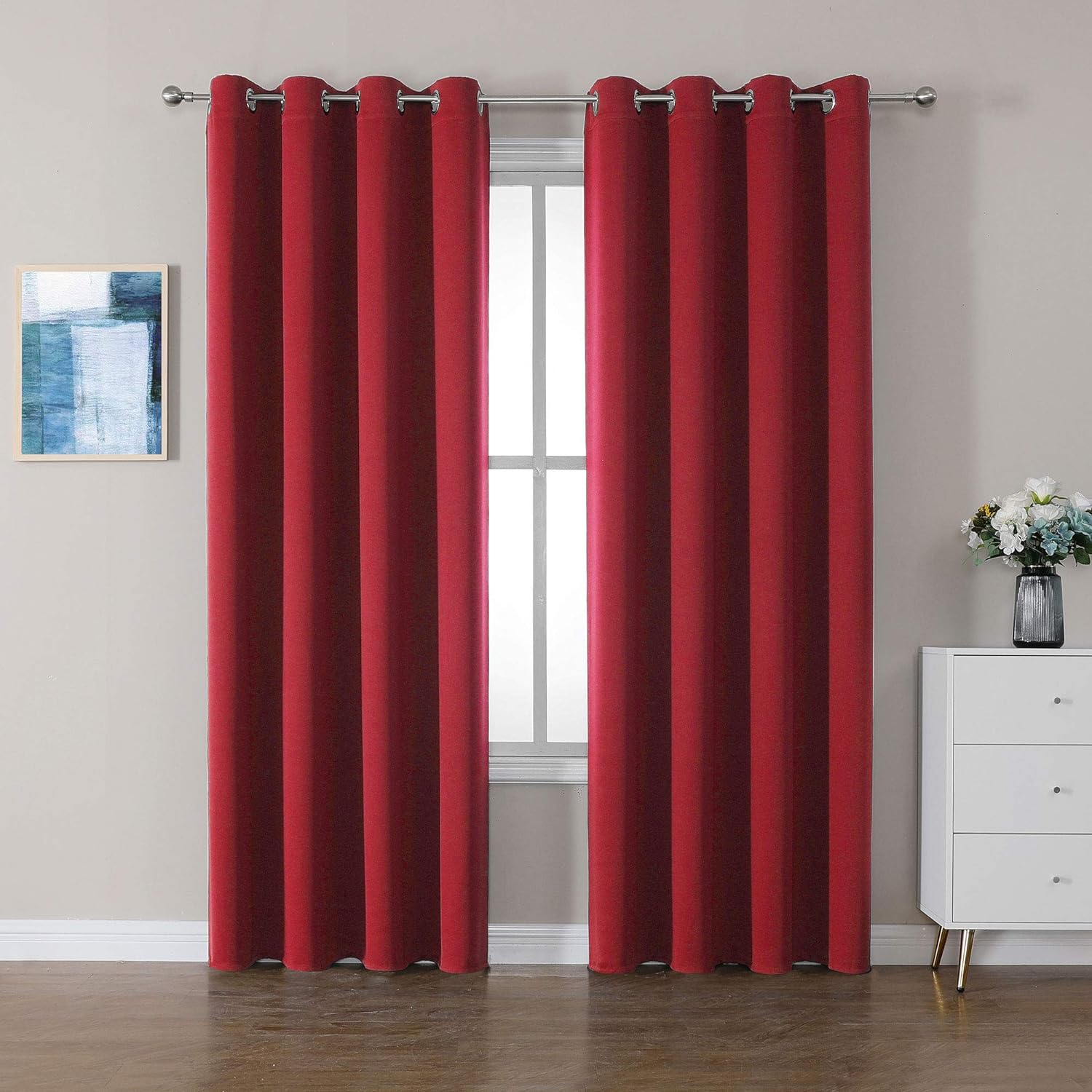 2X Blackout Curtain Living Room Bedroom Window Eyelet Drapes Pair Multi-color