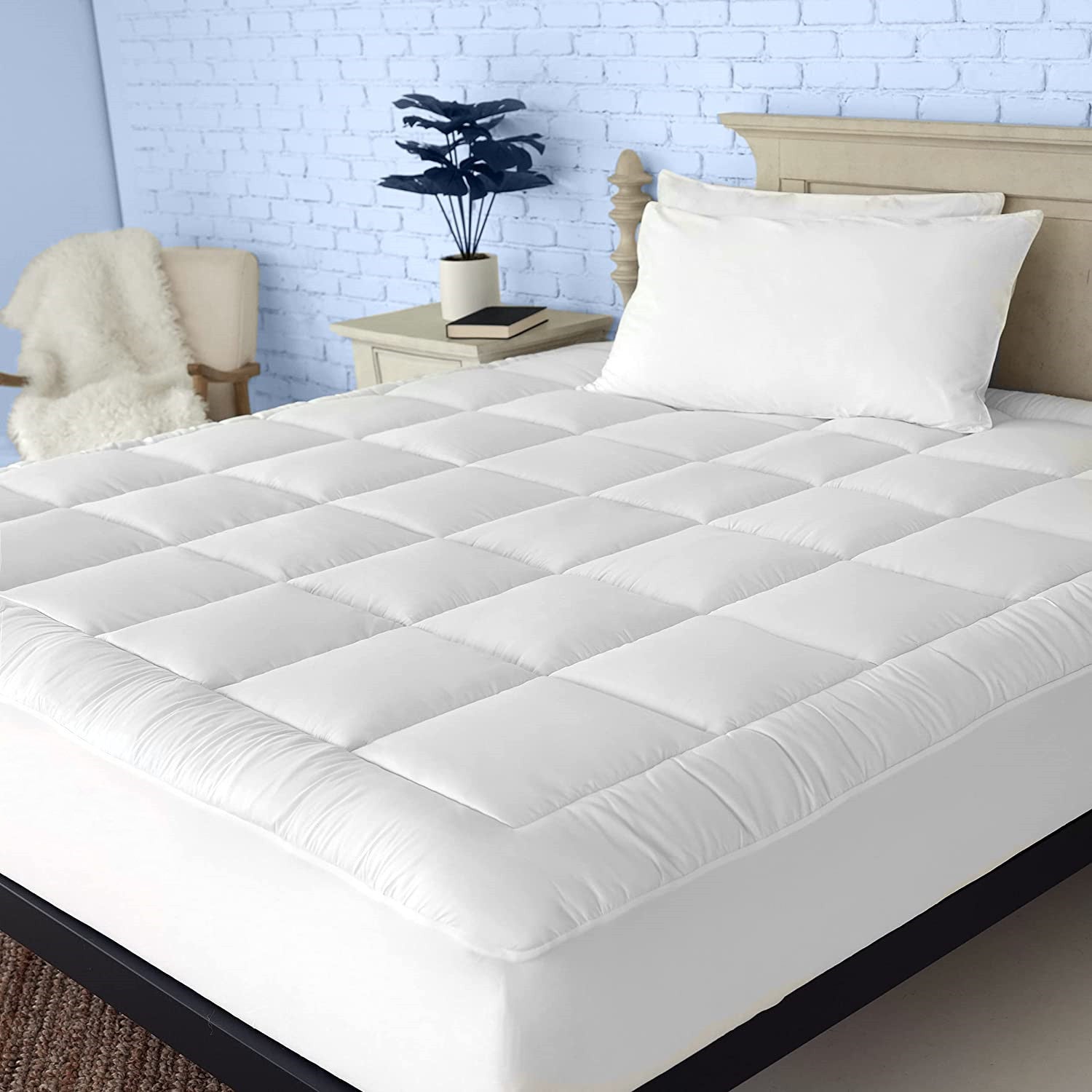 1000GSM Bamboo Fitted Pillowtop Mattress Toppers Quilted Bed Pads Queen King Double Single Size