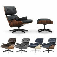Furgle Eames Replica Lounge Chair and Ottoman Mid Century Armchair Classic Design Genuine Leather Five Color
