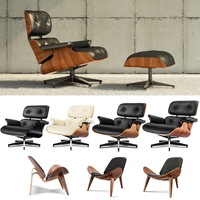 Modern Mid-century Eames Lounge Chairs Footstool Leather Armchair Sofa Accent Chairs Replica Furniture for Living room Office