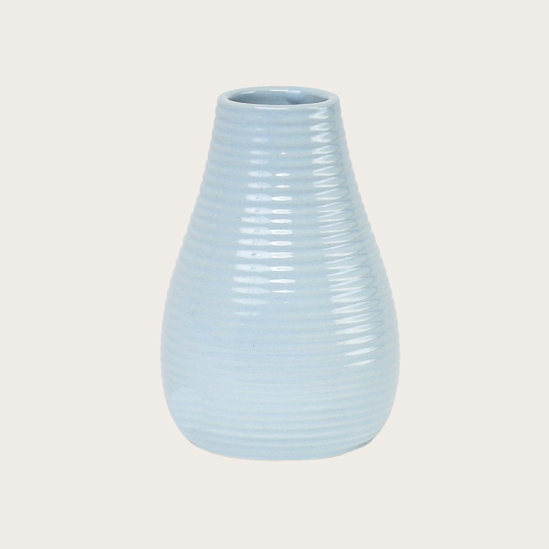 Suha Ceramic Ribbed Vase in Blue (Save 40%)